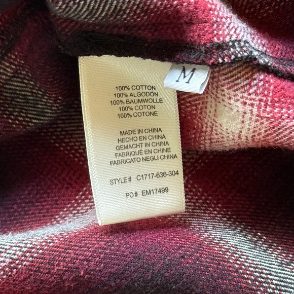 Cloth & Stone Red and Black Plaid Shirt, size medium - Picture 5 of 9